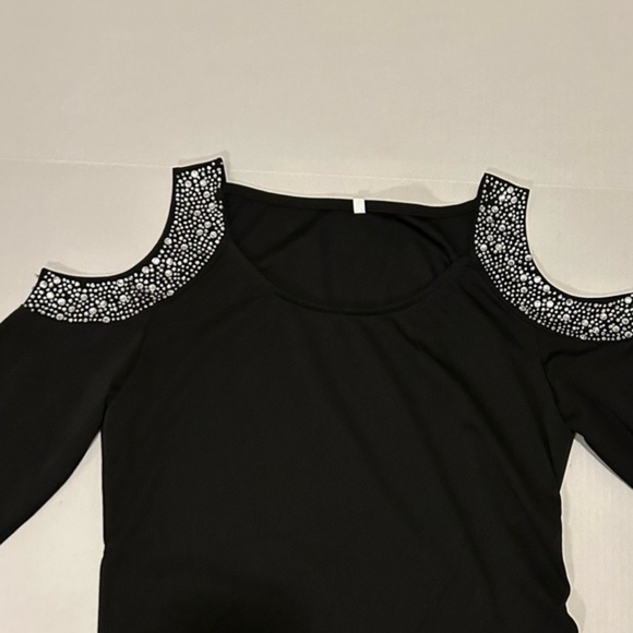 Trendy (no tag) Black mini dress, with silver rhinestones,‎ size M. - Picture 2 of 5